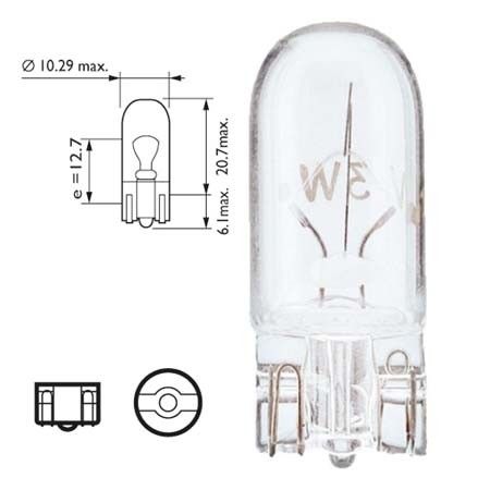 Gloeilamp 5W T10 wedgeb. 10st ds