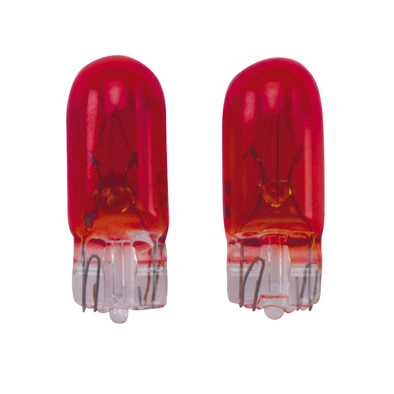 T-10 12V/5W Lampen 12V Rood (Coated), set à 2 stuks