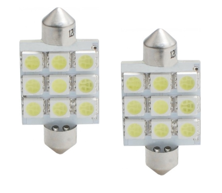 Buislampjes LED C5W/s8.5V 12v 9x SMD 5050 wit