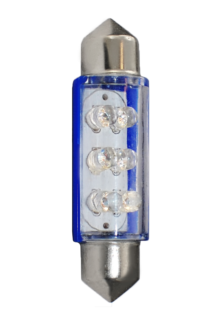 Buislampjes LED 41mm C5W/s8.5V 12v 6x 3mm Blauw