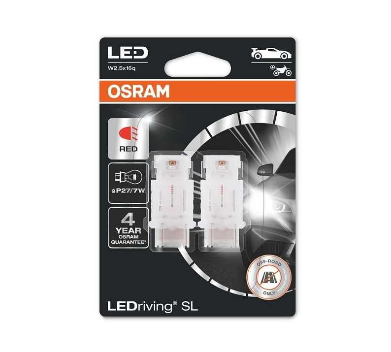 Osram Lamp LED P27/7W Fitting Rood  LEDriving W2,5x16q 3157DRP-02B